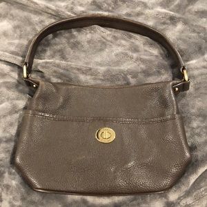 Tommy Hilfiger brown pebble leather shoulder bag